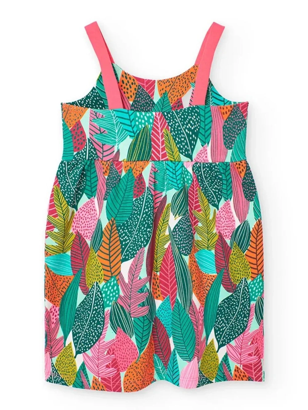 Boboli Girls 14 Tropical Leaf Print Dress Oeko Tex Cotton Colorful 821281